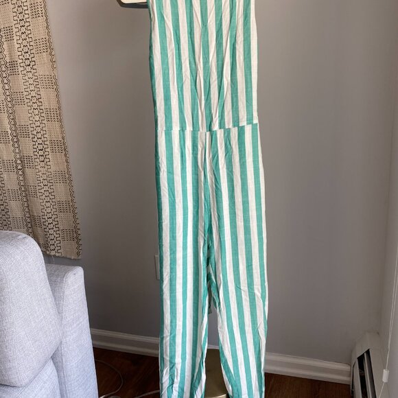 Marine Layer Eloise Jumpsuit in Green Lake/White Stripe (XS) - Picture 4 of 6